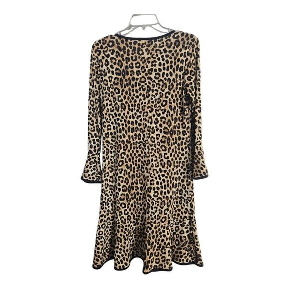 MICHAEL KORS Cheetah Bell Sleeves Flounce Dress - Size Small - Picture 3 of 10